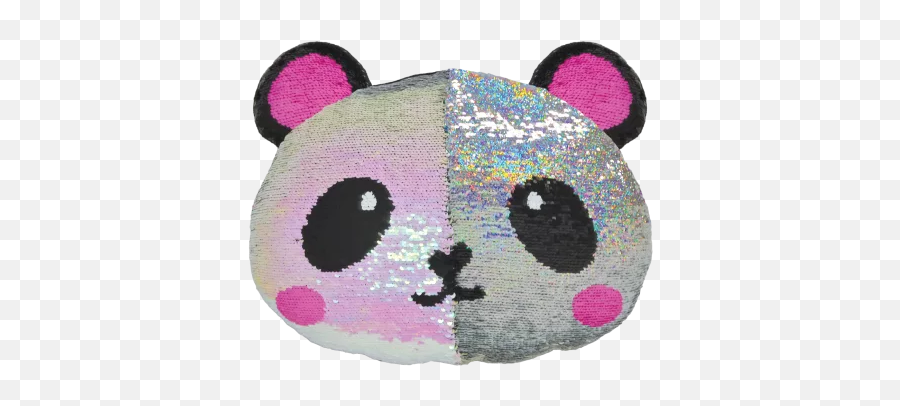 Mini Panda Reversible Sequin Pillow - Kids Animal Shaped Sequin Pillows Emoji,Crochet Emoji
