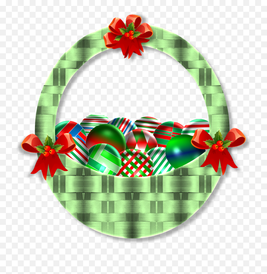 Basket Ornaments Green Basket Weave - Clipart Cestas De Navidad Emoji,Christmas Present Emoji
