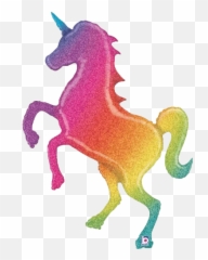 Giant Holographic Unicorn Balloon - Glitter Rainbow Emoji