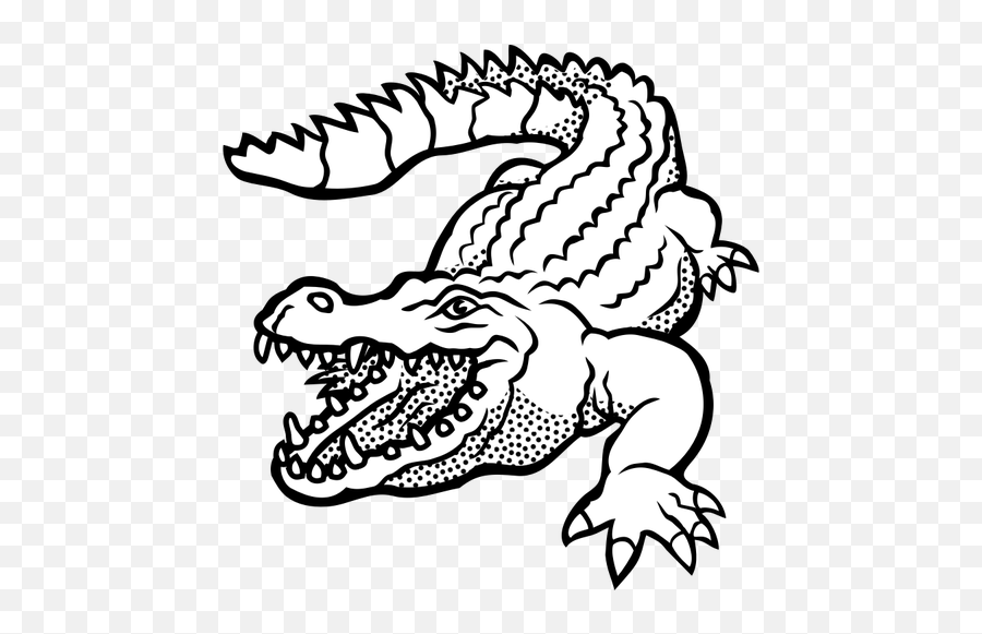 Vector Drawing Of Spotty Crocodile Line - Crocodile Clipart Black And White Emoji,Snake Boots Emoji