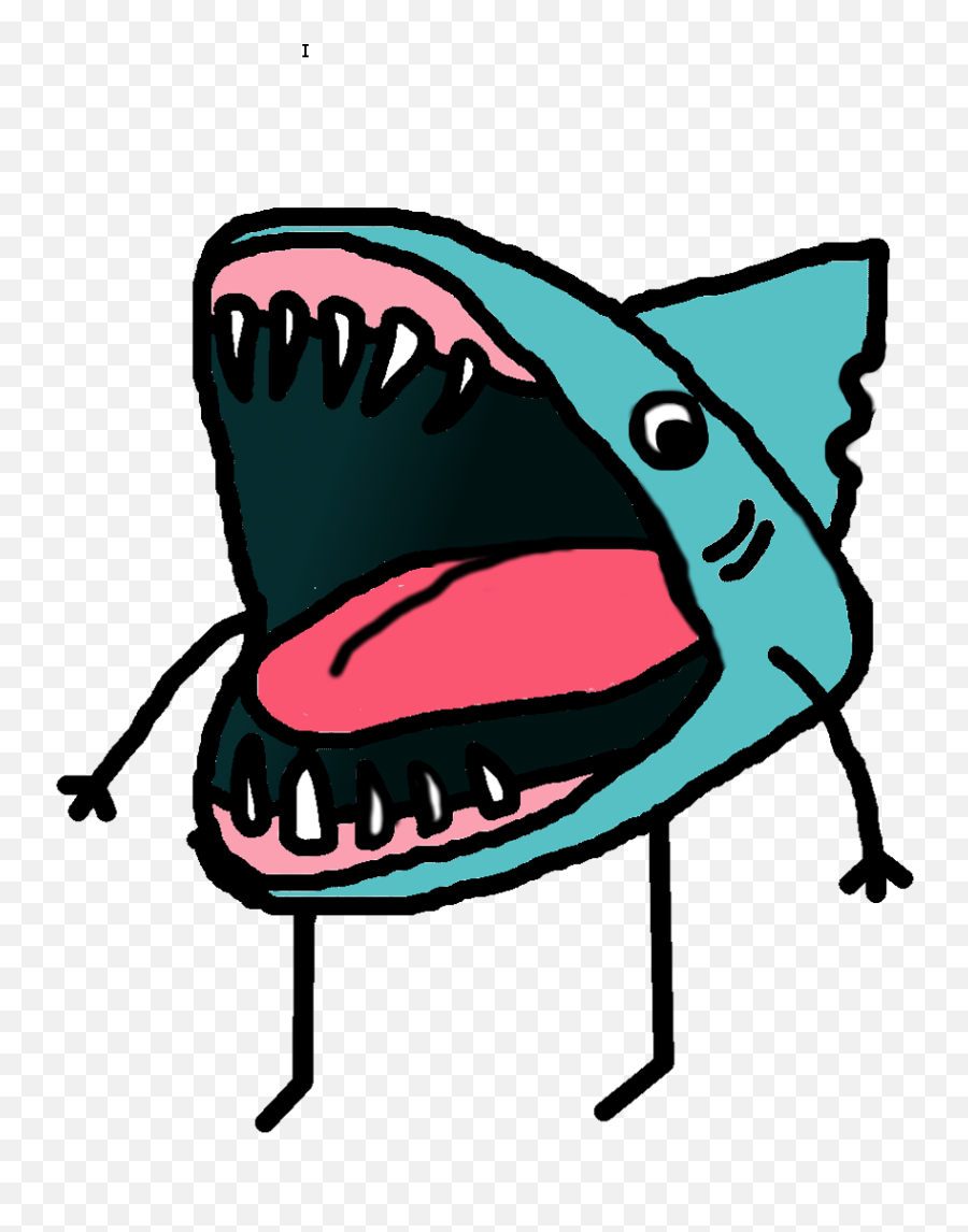 Drawing Shark Open Mouth Clipart - Shark Open Mouth Cartoon Emoji,Shark Fin Emoji