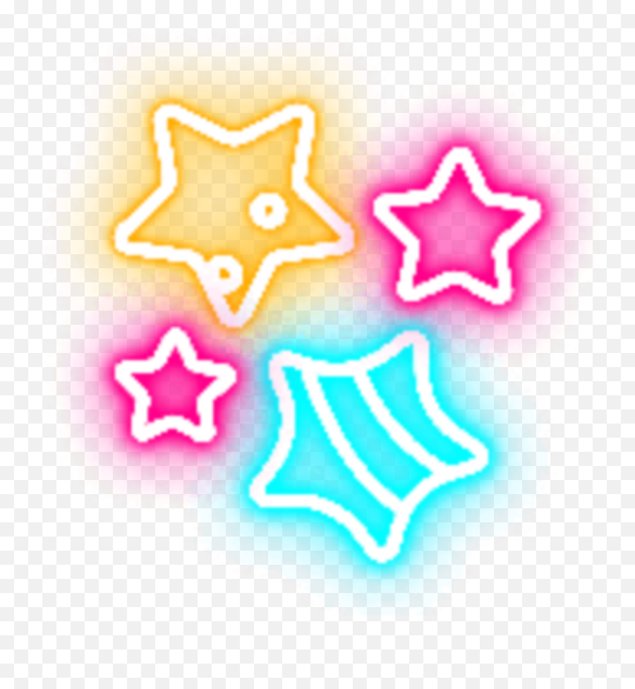 Neon Glowing Neonlight Star Stars Nulticolor - Clip Art Emoji,Glowing Emoji