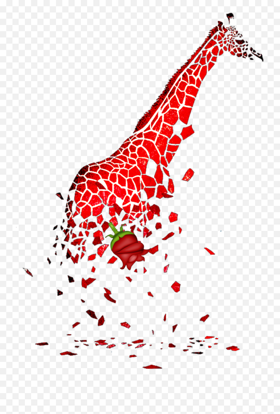 Giraffe Animal Broken Rose Red Sticker - Tang Yau Hoong Laptop Emoji,Giraffe Emoji