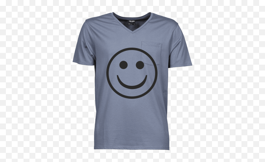 Premium Pocket V - Neck Tshirt With Printing Smiley Emoji,:v Emoticon
