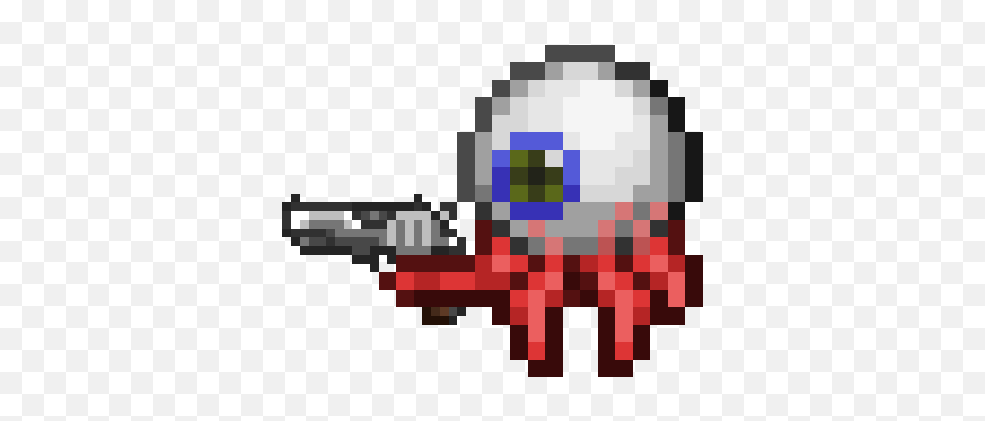 Baby Eye Of Cthulhu Has Got A Gun Help - Mini Eye Of Cthulhu Emoji,Cthulhu Emoticon