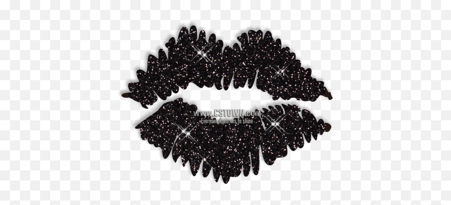 Black Glitter Kiss Lip Iron - Black Glitter Lips Transparent Emoji,Black Lips Emoji