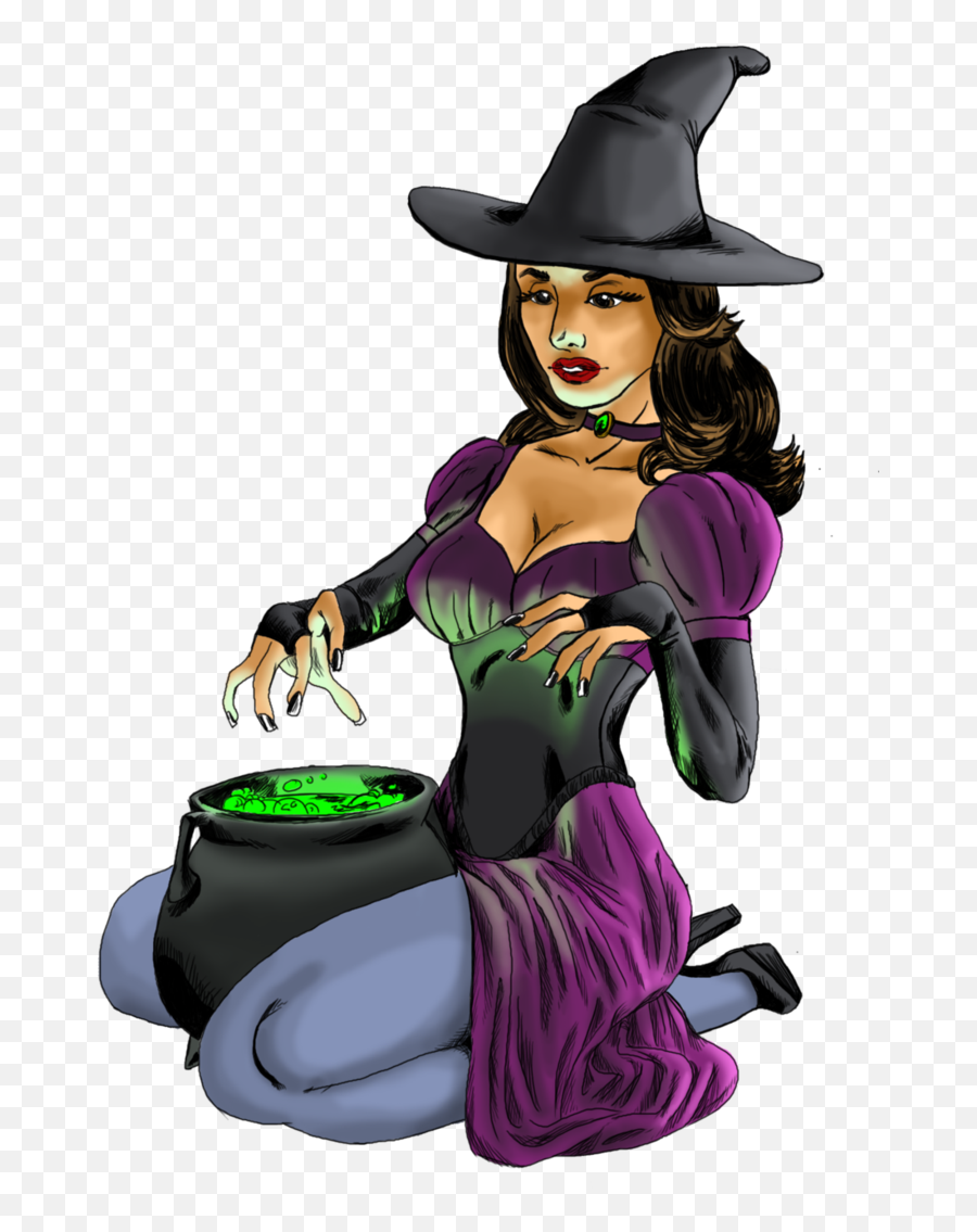 Cauldron - Sexy Witch With Cauldron Emoji,Witch On Broom Emoji