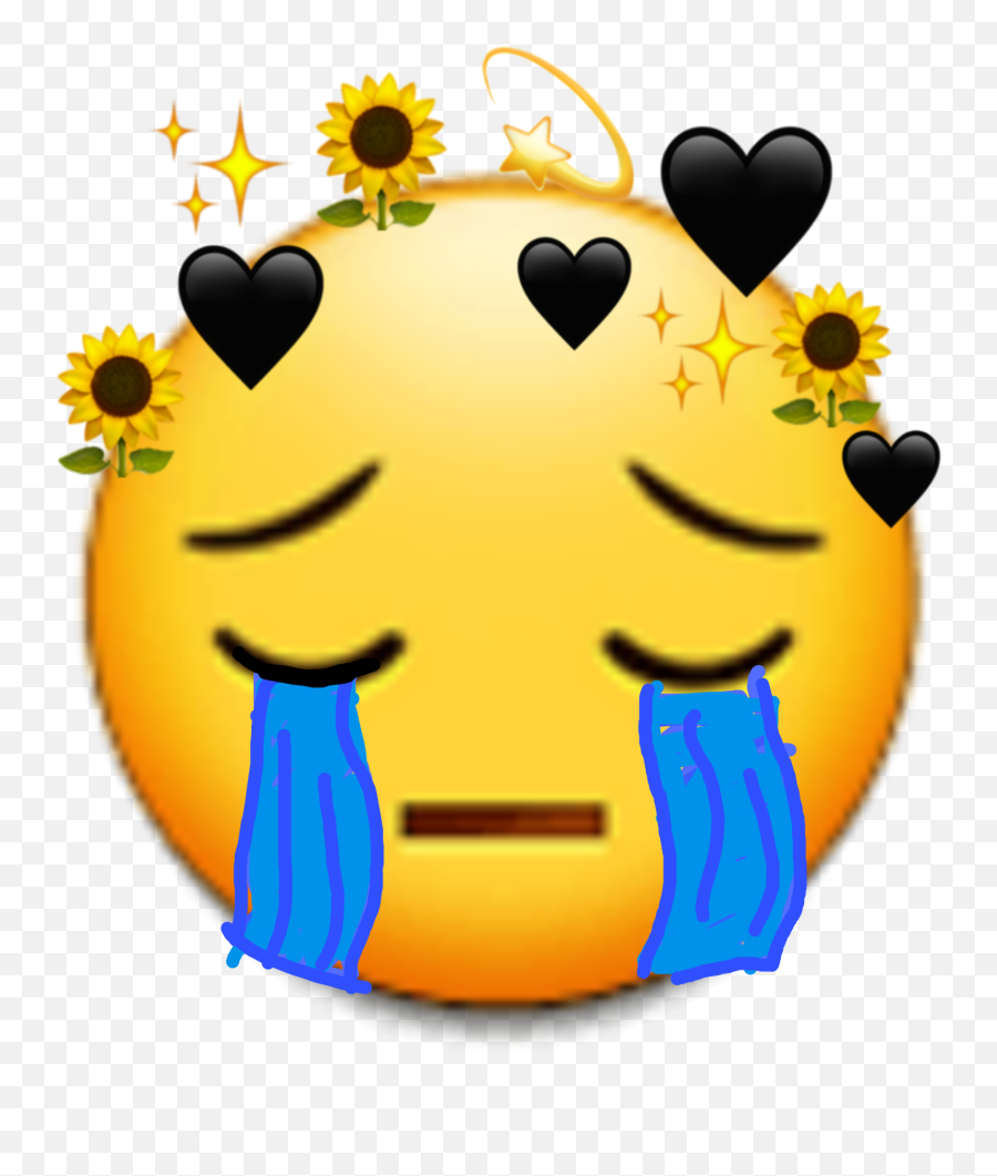 Emoji Emoticon Happy Edit Picsart - Emoji Flower Crown Png,Emoji Triste