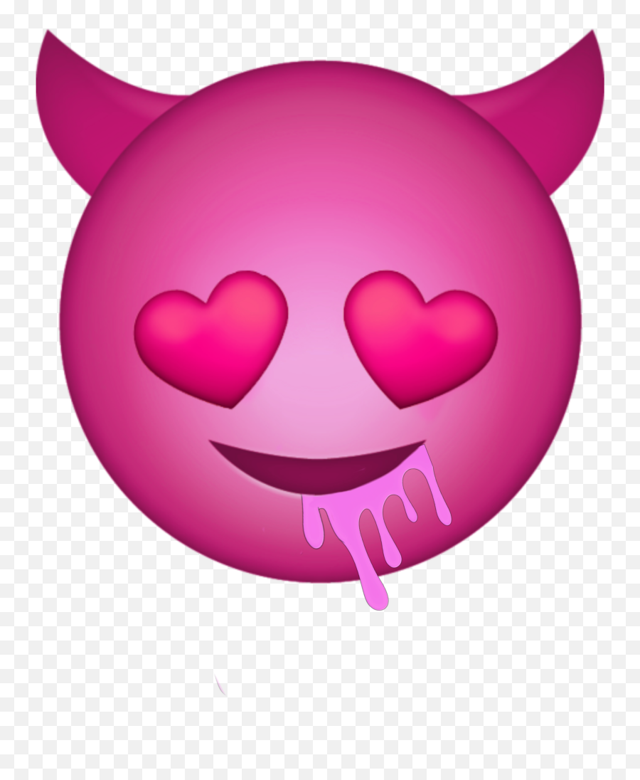 Freetoedit Drool Drooling Valentinesday Devilheart Devi - Devil Emoji With Heart Eyes,Drooling Emoticon