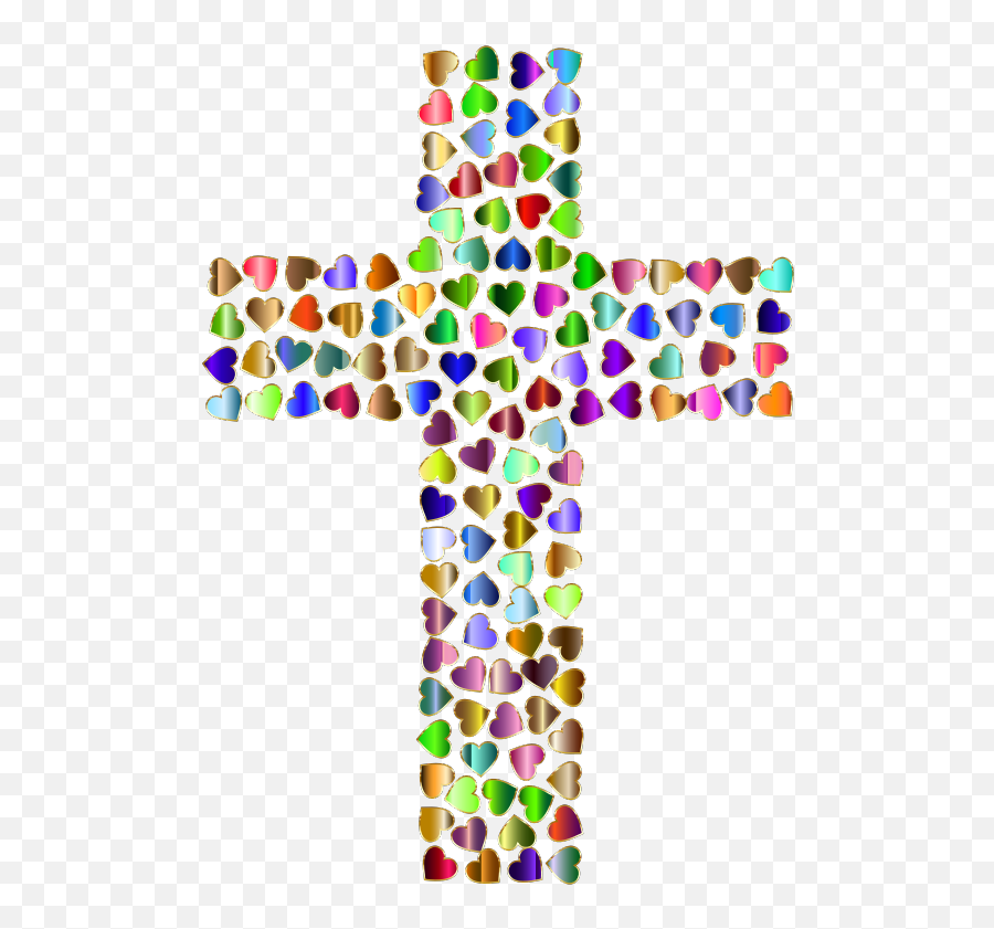 Download Free Png Prismatic Hearts Cross 4 Variation 2 No - Colorful Cross Clipart Emoji,Crucifix Emoji