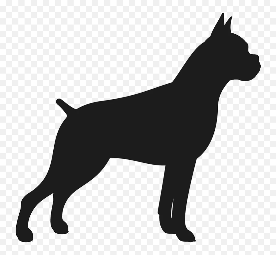 Boxer Rubber Stamp - Silhouette Of A Boxer Dog Emoji,Boxer Dog Emoji