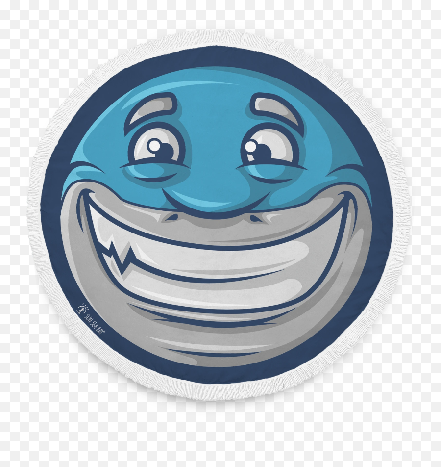 Happy Shark Beach Blanket - Cartoon Emoji,Shark Emoticon