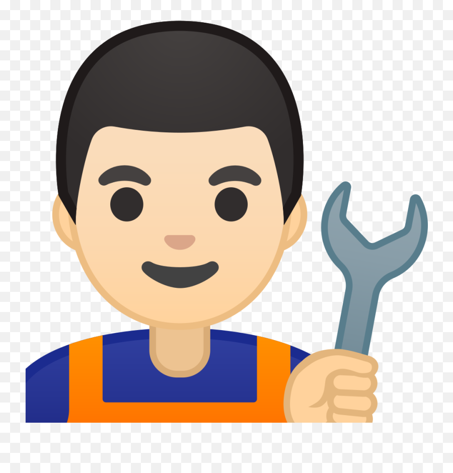 Man Mechanic Light Skin Tone Icon - Raise Hands Emoji Png,Old Man Emoji
