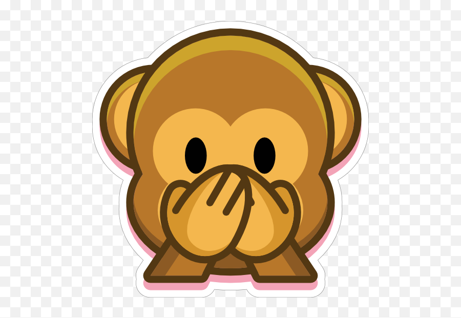 Monkey Speak No Evil Emoji Sticker - Emoticon Mono Vector,Monkey Emoji