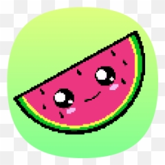 Pixel Art Sandbox - Watermelon With Cute Face Emoji,Pixel Emoticon