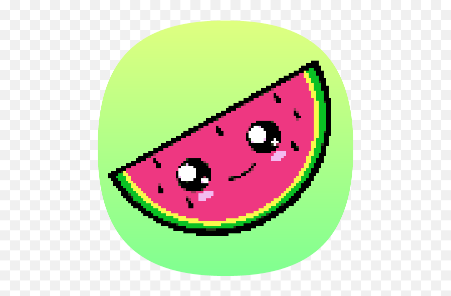 Pixel Art Sandbox - Watermelon With Cute Face Emoji,Pixel Emoticon
