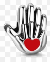 Small Hand In Big Charm Silver - Ring Emoji