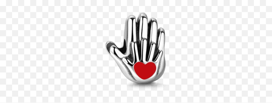 Small Hand In Big Hand Charm Silver - Ring Emoji,Metal Hand Emoticon