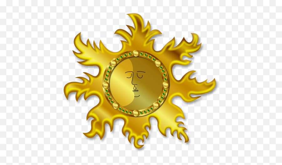 Golden Sun And Moon Vector Clip Art - Sol De Ouro Png Emoji,Gold Emoji Keyboard