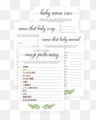 Watercolor Leaves Baby Shower Game Bundle By Littlesizzle - Emoji