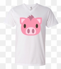 Pig Face Emoji Mens V Neck T Shirt - Domestic Pig,Men's Emoji Shirt