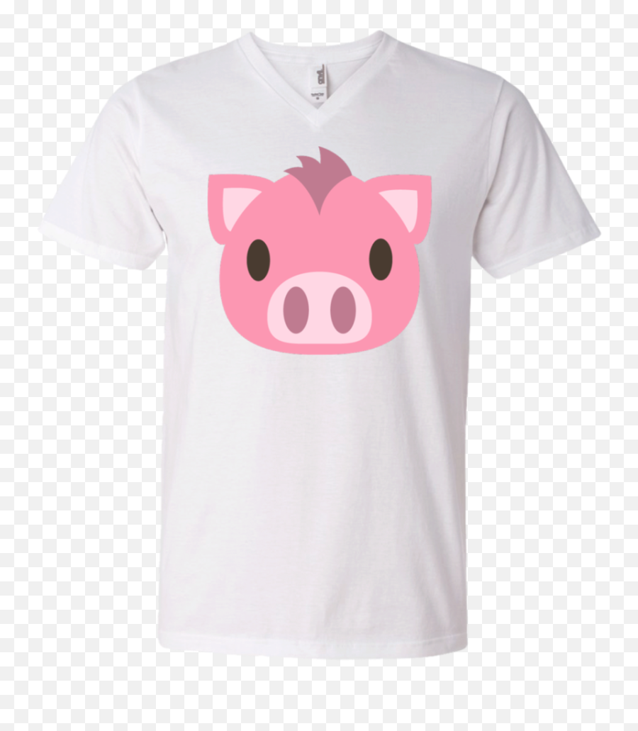 Pig Face Emoji Mens V Neck T Shirt - Domestic Pig,Men's Emoji Shirt