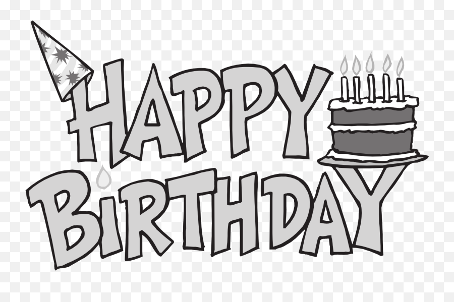 Happy Birthday Clipart Black And White - Happy Birthday Clip Art Free Black And White Emoji,Best Birthday Emoji
