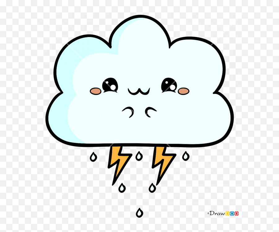 How To Draw Kawaii Cloud Kawaii - Draw A Kawaii Cloud Emoji,Kawaii Emoji