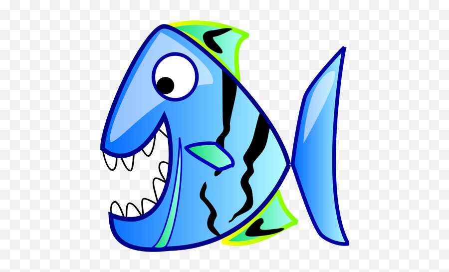 Piraña En Estilo De Dibujos Animados - Big Fish Clip Art Emoji,Emoticon Comiendo