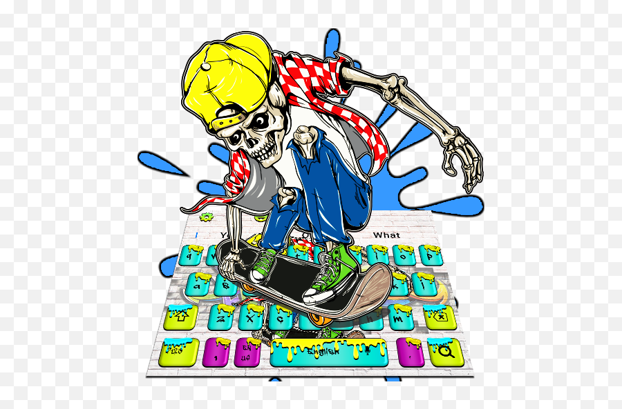 Graffiti Skull Skateboard Keyboard Theme - Cartoon Emoji,Emoji Ue