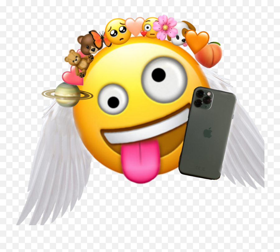 Angel Crazy Emoji Sticker By Tchoupette - Silly Face Emoji,Crazy Emoji