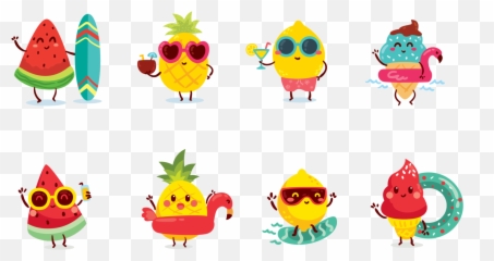 Summer Fruit designs themes templates and downloadable - Verão Cute Emoji