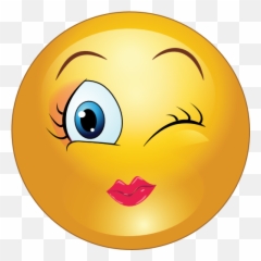 Winky Girl Smiley Emoticon Clipart - Emojis Beautiful