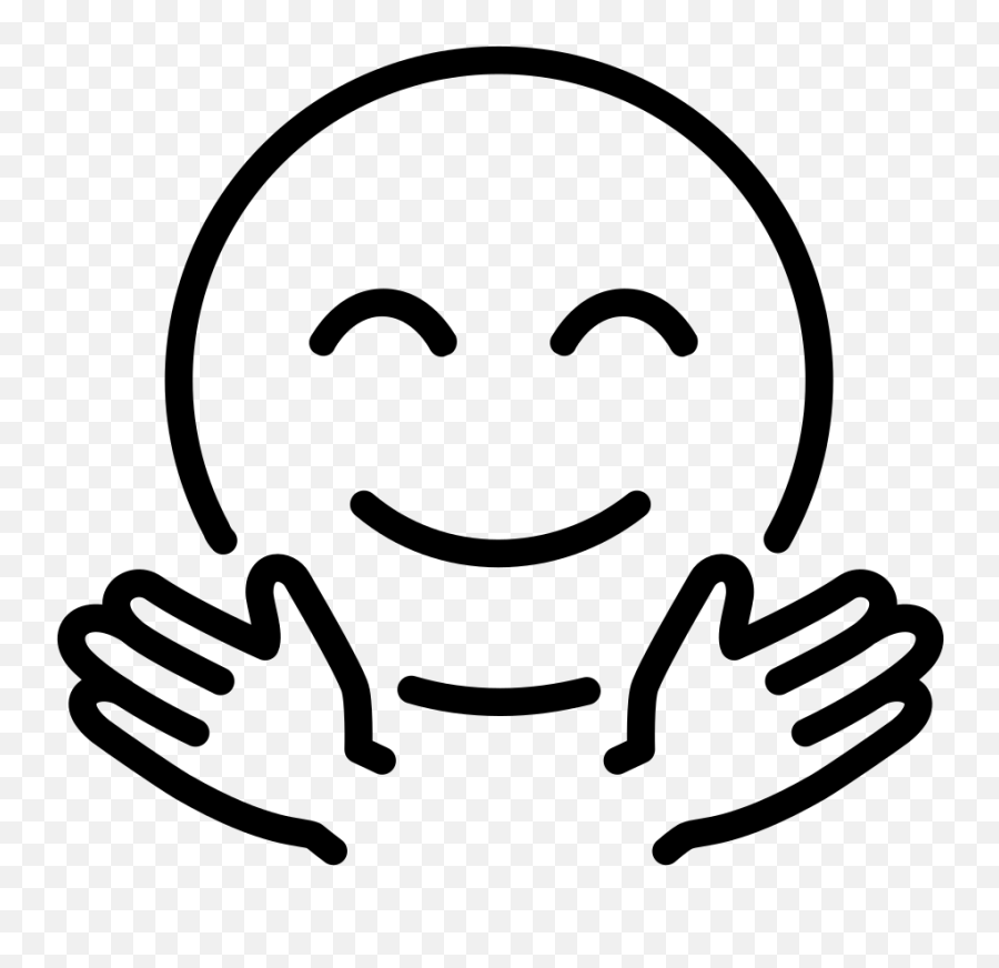 Openmoji - Smiley Faces With Hands Outline Emoji,Hand Over Mouth Emoji