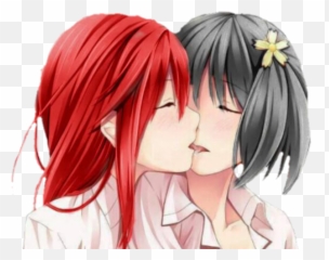 girls anime Sticker by Saya kisaragi - Anime Girls Kissing Transparent Background Emoji