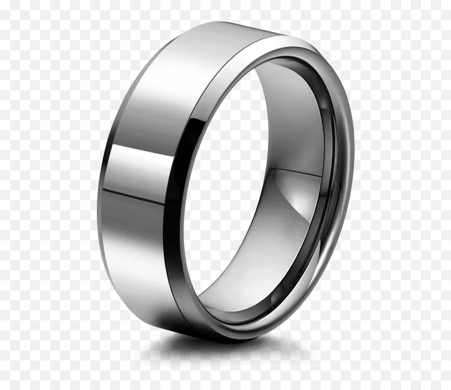 Engraved Menu0027s Beveled Edge Polished Tungsten Ring - Engagement Ring Emoji,Diamond Ring Emoji