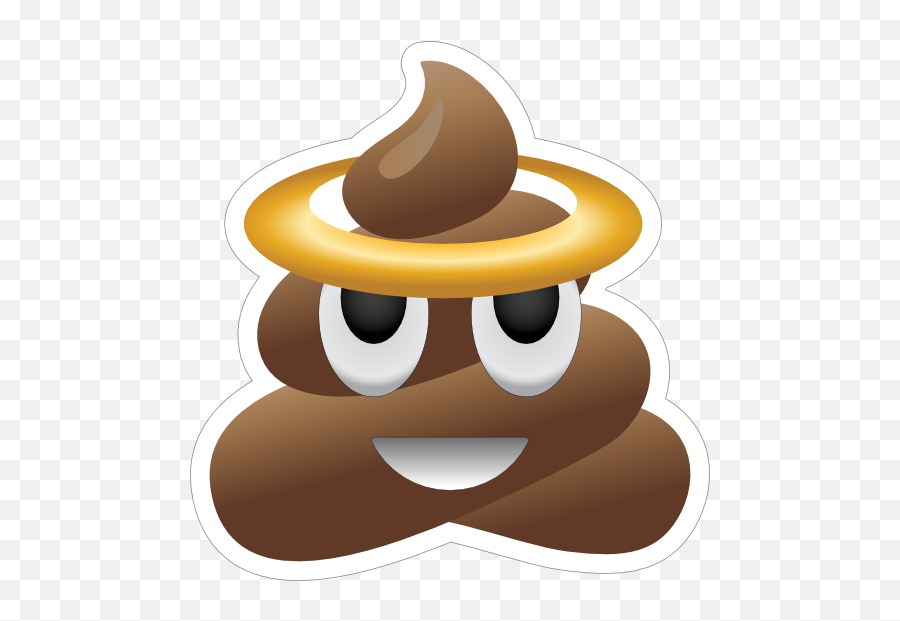 Halo Poop Emoji Sticker - Types Of Emoji Poops,Emoji With Hands Up