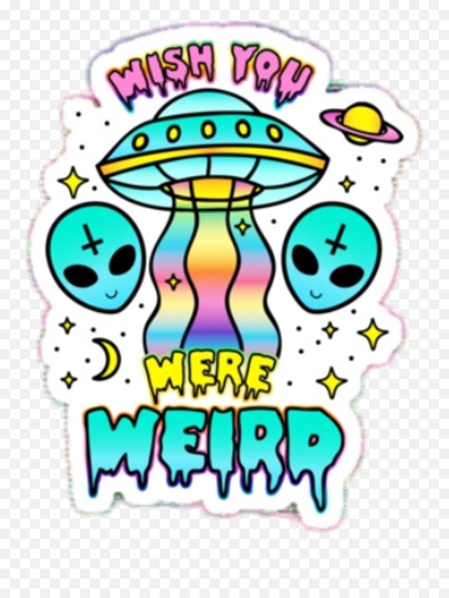 Cute Rainbow Png - Alien Pun Aesthetic Quote Tumblr Rainbow Wish You Were Weird Alien Emoji,Barfing Rainbow Emoji