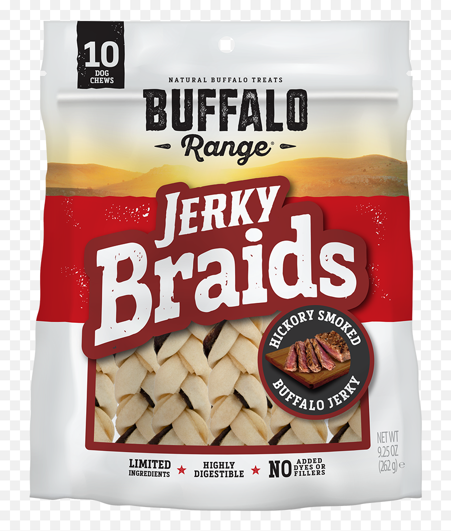 Buffalo Range Rawhide Dog Treats Healthy Grass - Fed Buffalo Jerky Raw Hide Chews Hickory Smoked Flavor Jerky Braids 10 Count Walmartcom Buffalorange Treat Emoji,Buffalo Emoticon