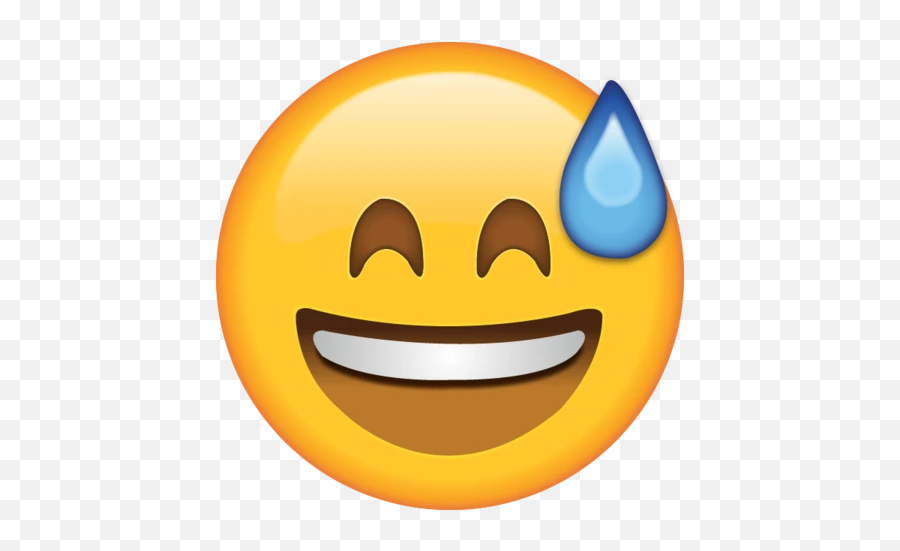 Smiling With Sweat Emoji - Smile With Sweat Emoji,Sweat Emoji