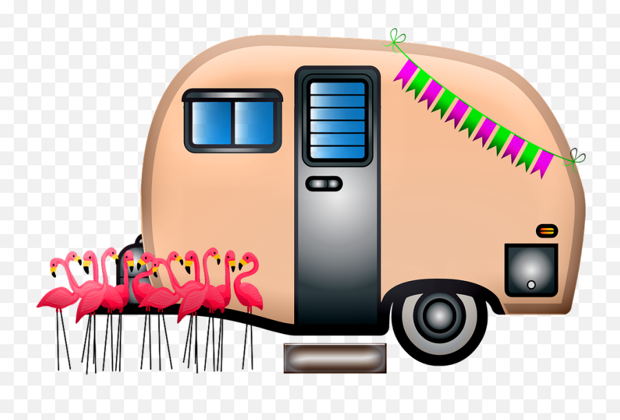 Caravan Travel Trailer Flamingos - Caravan Emoji,Travel Trailer Emoji ...