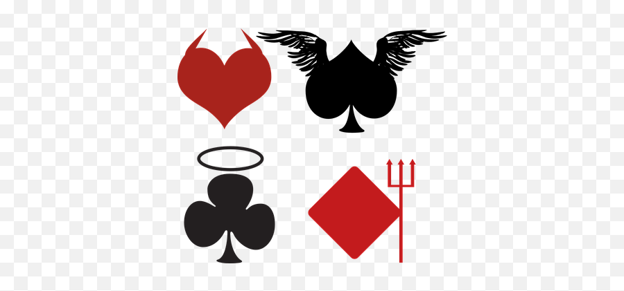 Free Devil Demon Vectors - Clover Spade Diamond Heart Emoji,Angel With Horns Emoticon