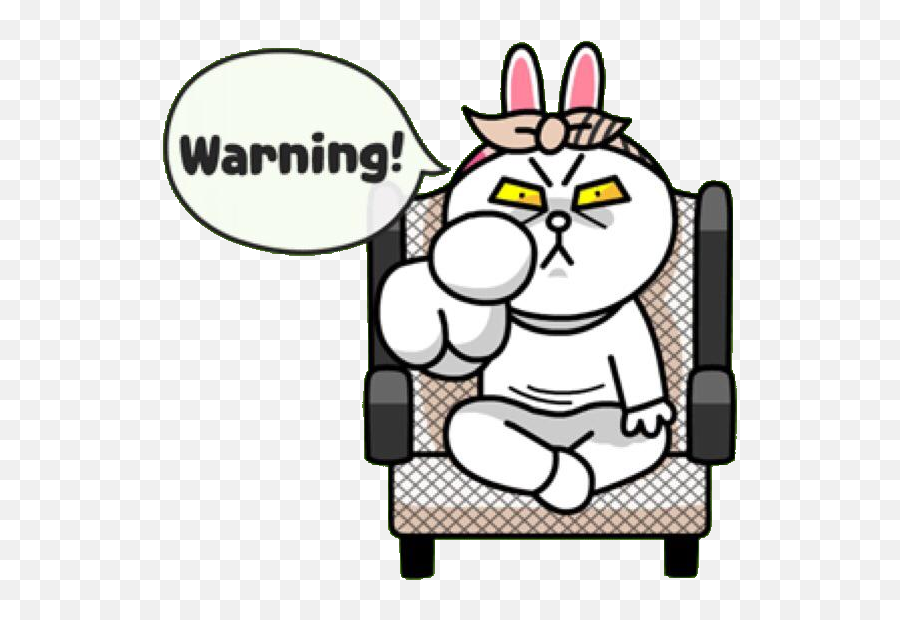 Cony Warning Line Sticker Cute Love Gif Cony Brown - Brown Cony Angry Emoji,Pinching Emoji