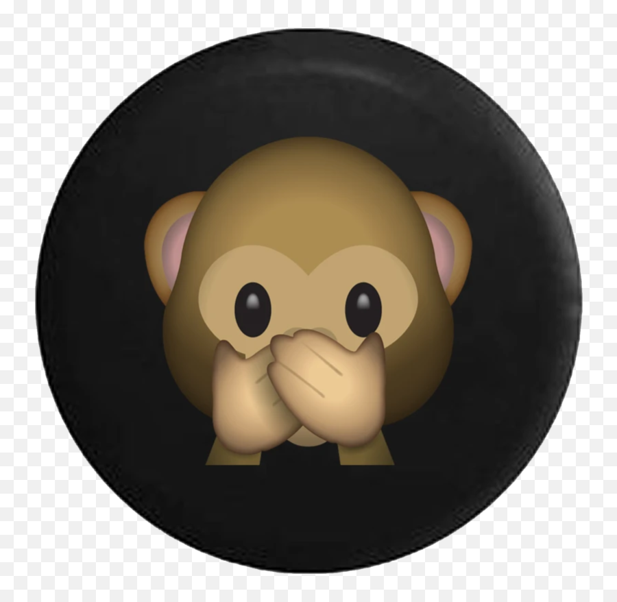 Text Emoji Speak No Evil Cute Monkey Jeep Camper Spare Tire Cover Custom Size - Emoji,Cute Emoji