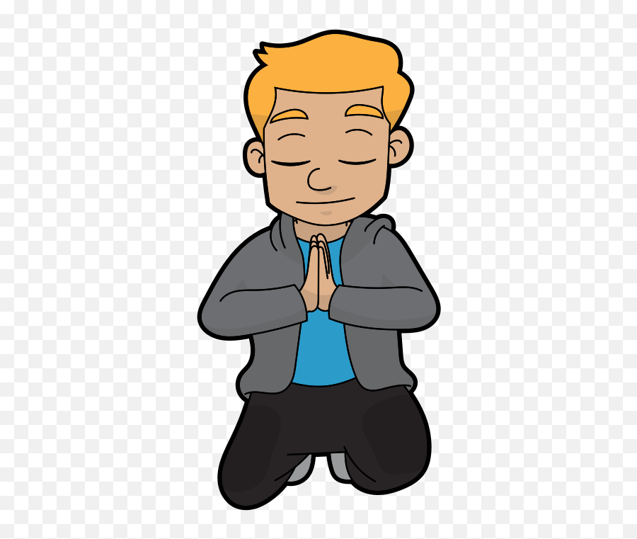 Cartoon Man Meditating Religiously - Cartoon Emoji,Emoji Shirt And Pants