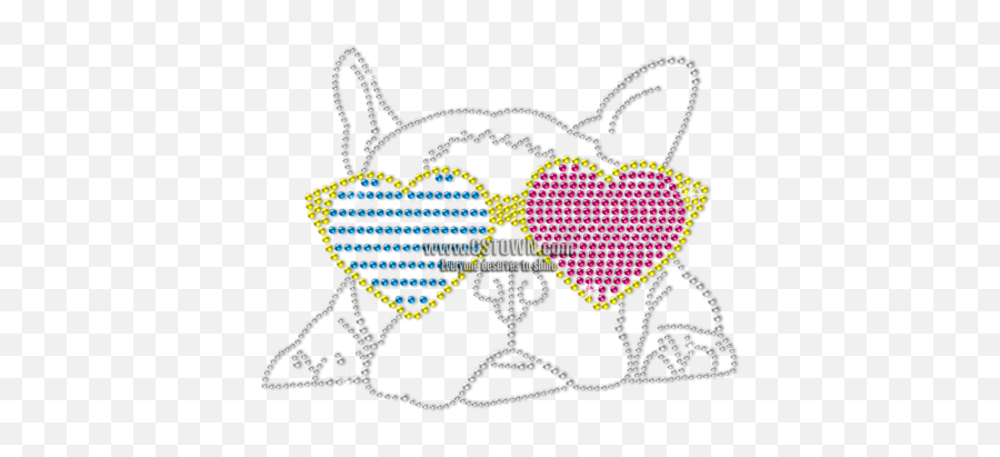 Love Love Cute Dog With Sunglasses Metal Rhinestud Transfer - Clip Art Emoji,Flag Horse Dance Music Emoji