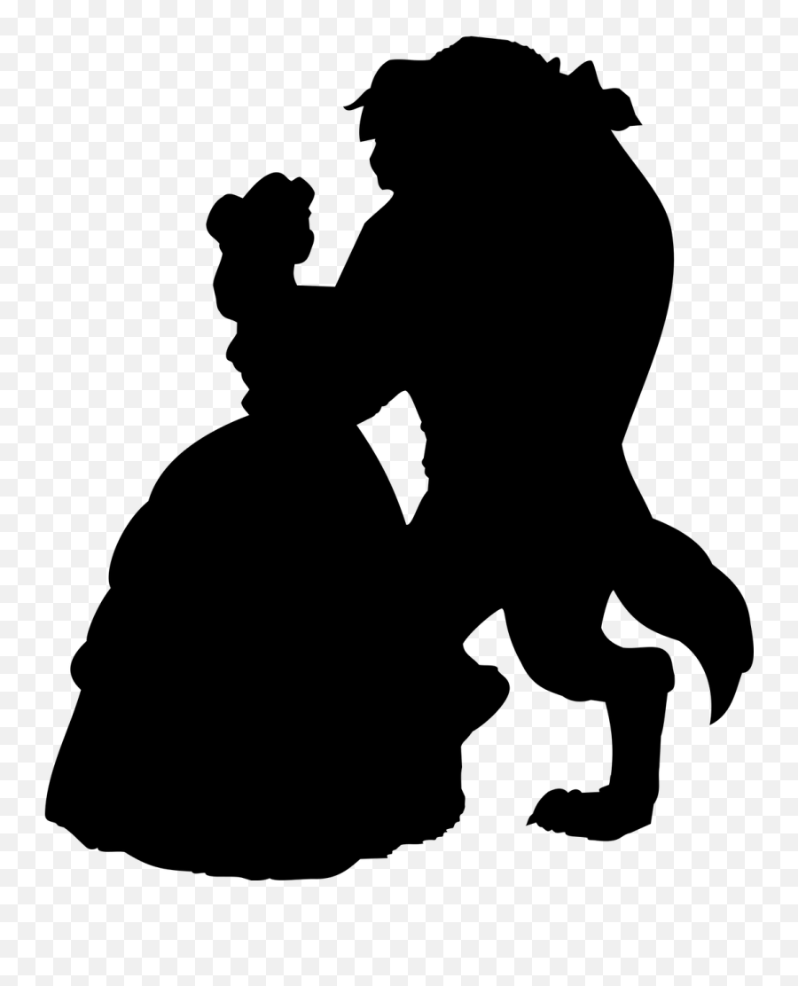 Disney Couple Beautiful Free Vector - Belle And Beast Silhouette Emoji,Free Disney Emojis