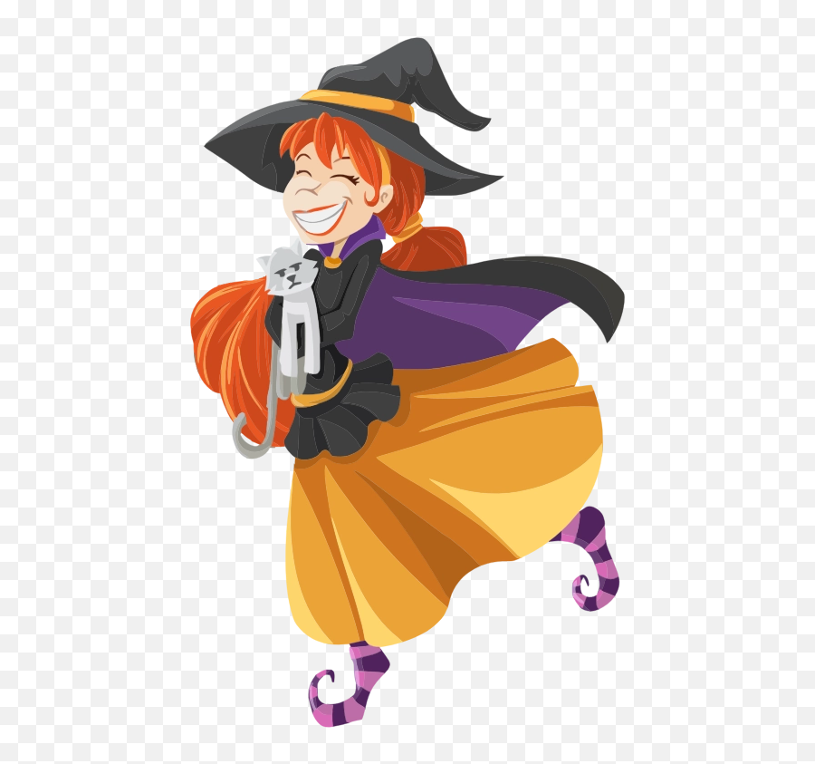Download Free Png Happy Cartoon Witch Isolated - Dlpngcom Cartoon Witch Png Emoji,Witch Hat Emoji