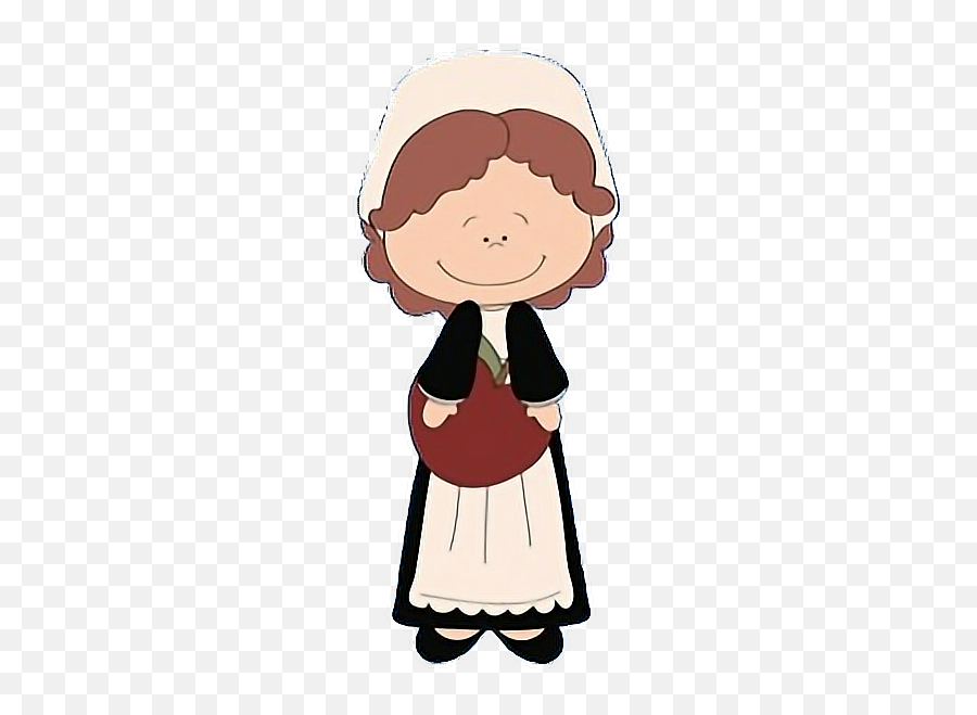 Thanksgiving Pilgrim Girl Apple - Cartoon Emoji,Pilgrim Emoji