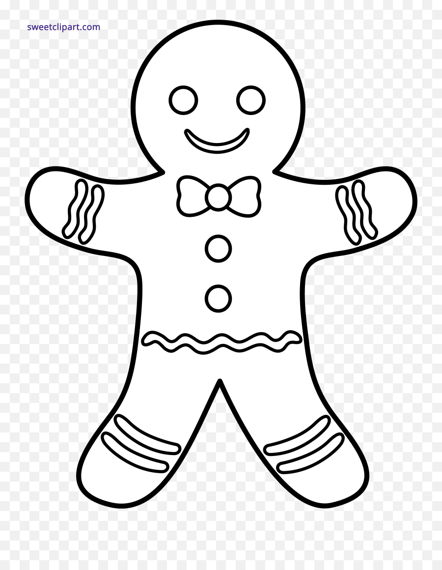 Outline Gingerbread Man Clipart - Coloring Gingerbread Man Emoji,Man And A Book Emoji